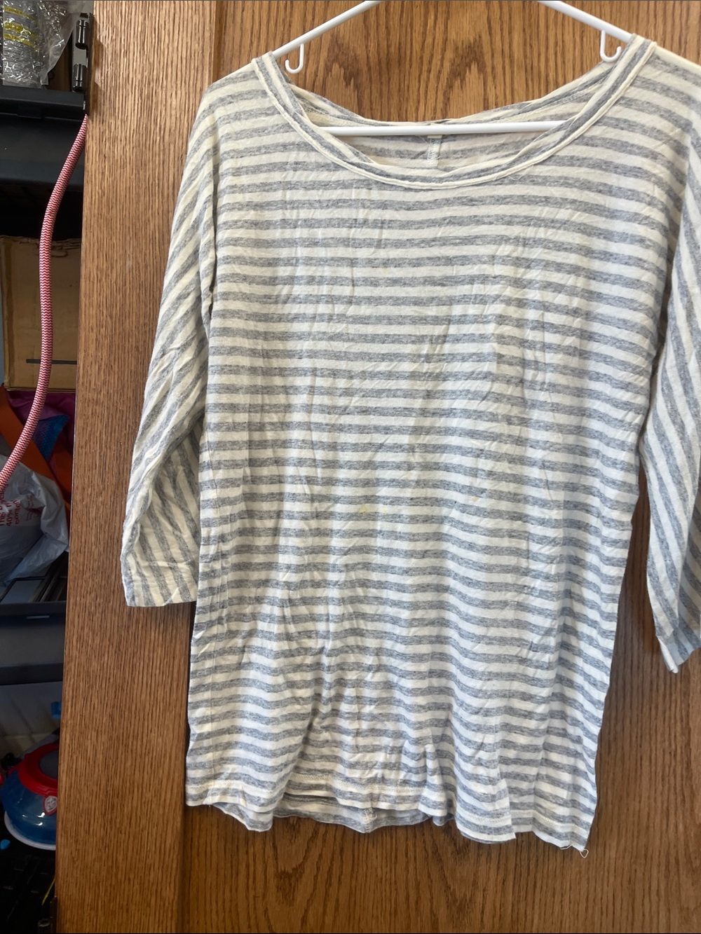J. Crew Striped Long-Sleeve Tee in White and Light Gray